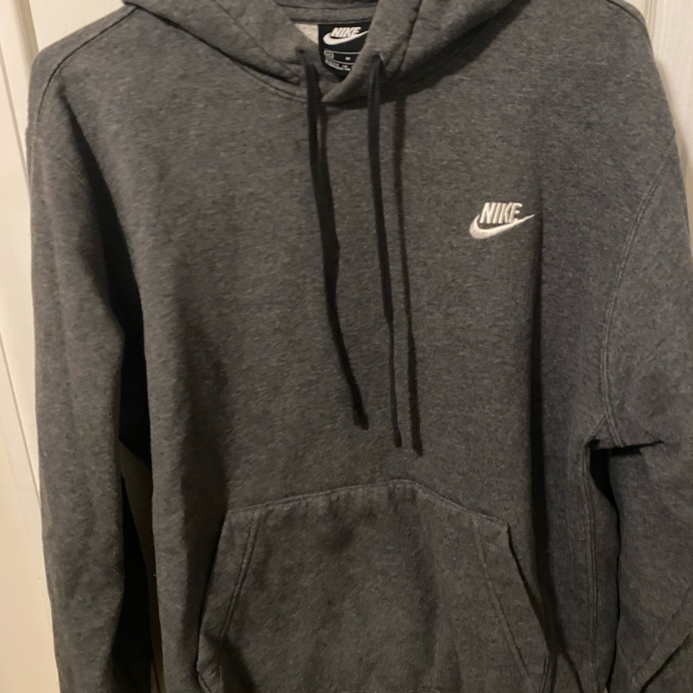 Nike Dark Gray Pullover Hoodie with White Logo